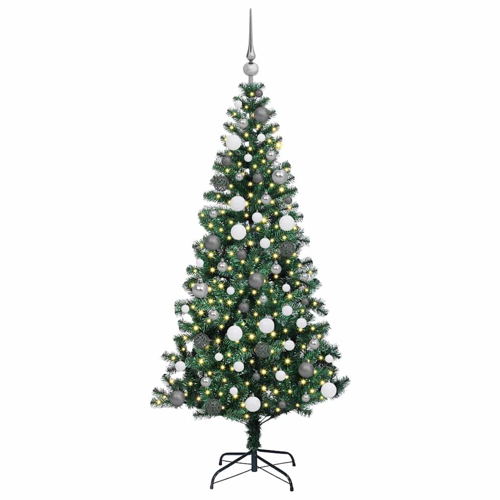 Kunstig Forbelyst Juletræ med stativ Grøn 180 cm PVC og metal