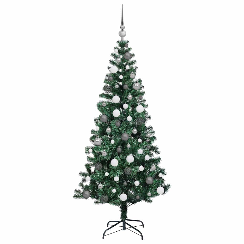 Kunstig Forbelyst Juletræ med stativ Grøn 180 cm PVC og metal