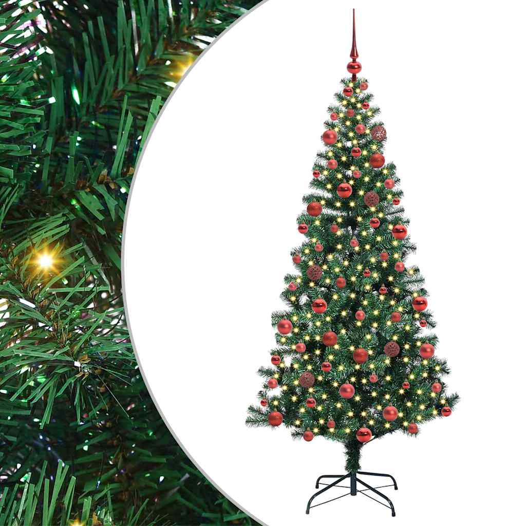 Kunstig Forbelyst Juletræ med stativ Grøn 180 cm PVC og metal