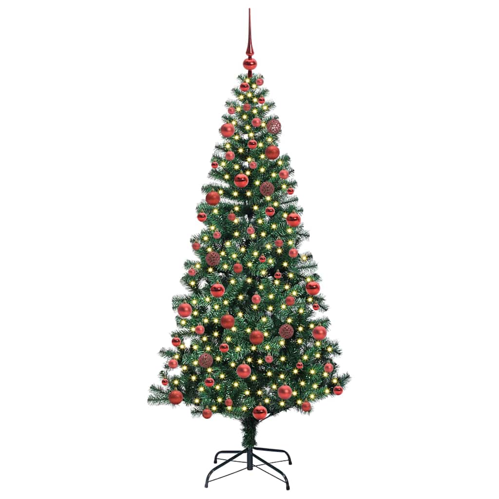 Kunstig Forbelyst Juletræ med stativ Grøn 180 cm PVC og metal