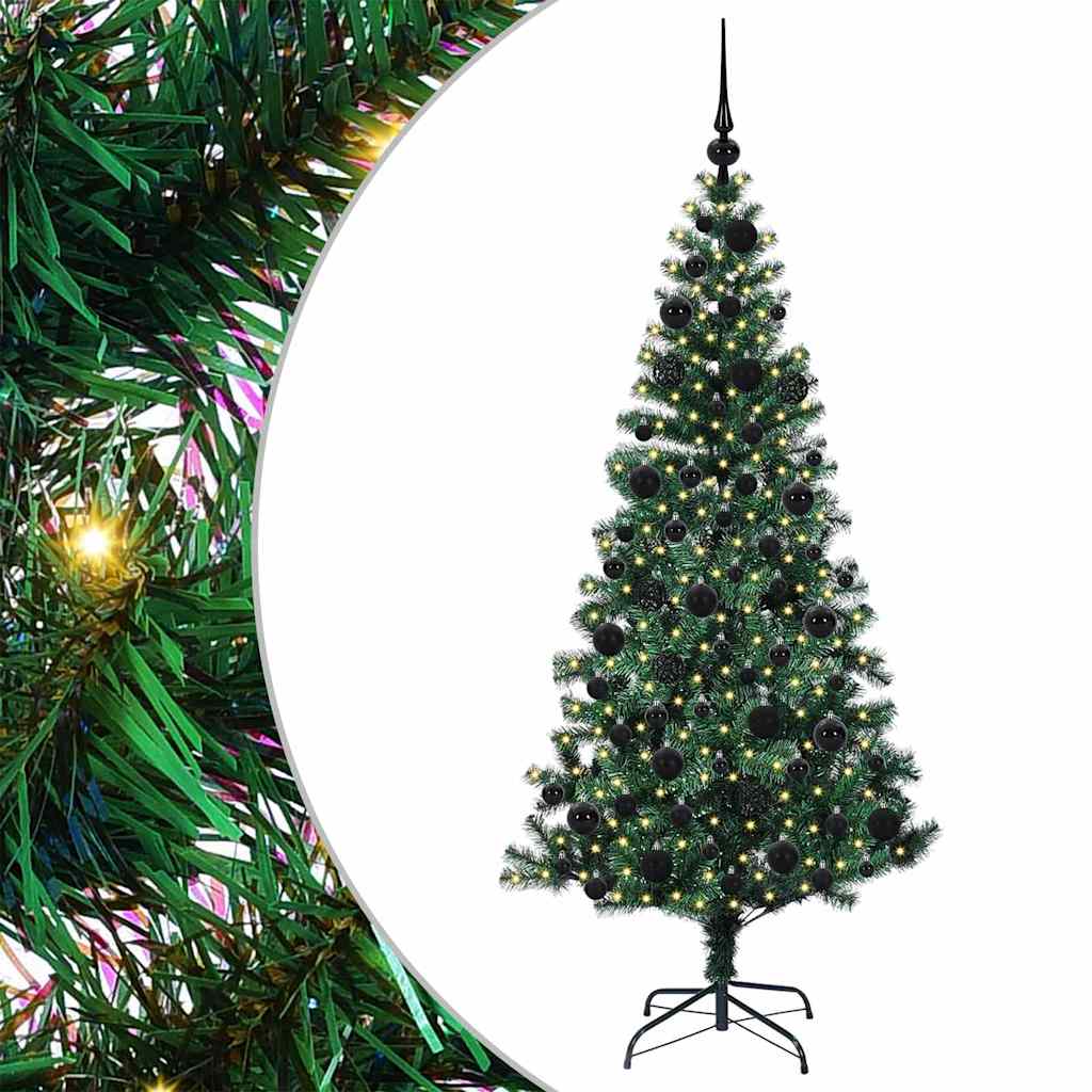 Kunstig Forbelyst Juletræ med stativ Grøn 180 cm PVC og metal