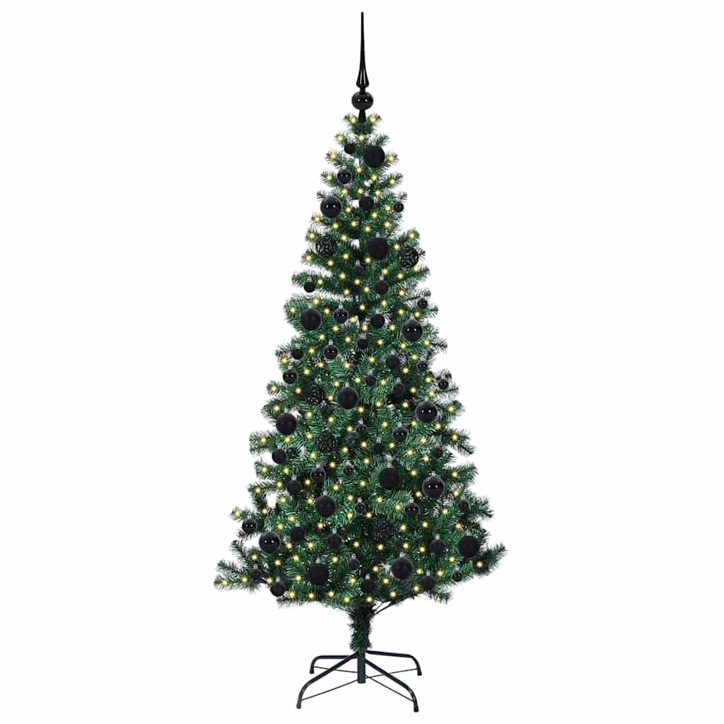 Kunstig Forbelyst Juletræ med stativ Grøn 180 cm PVC og metal