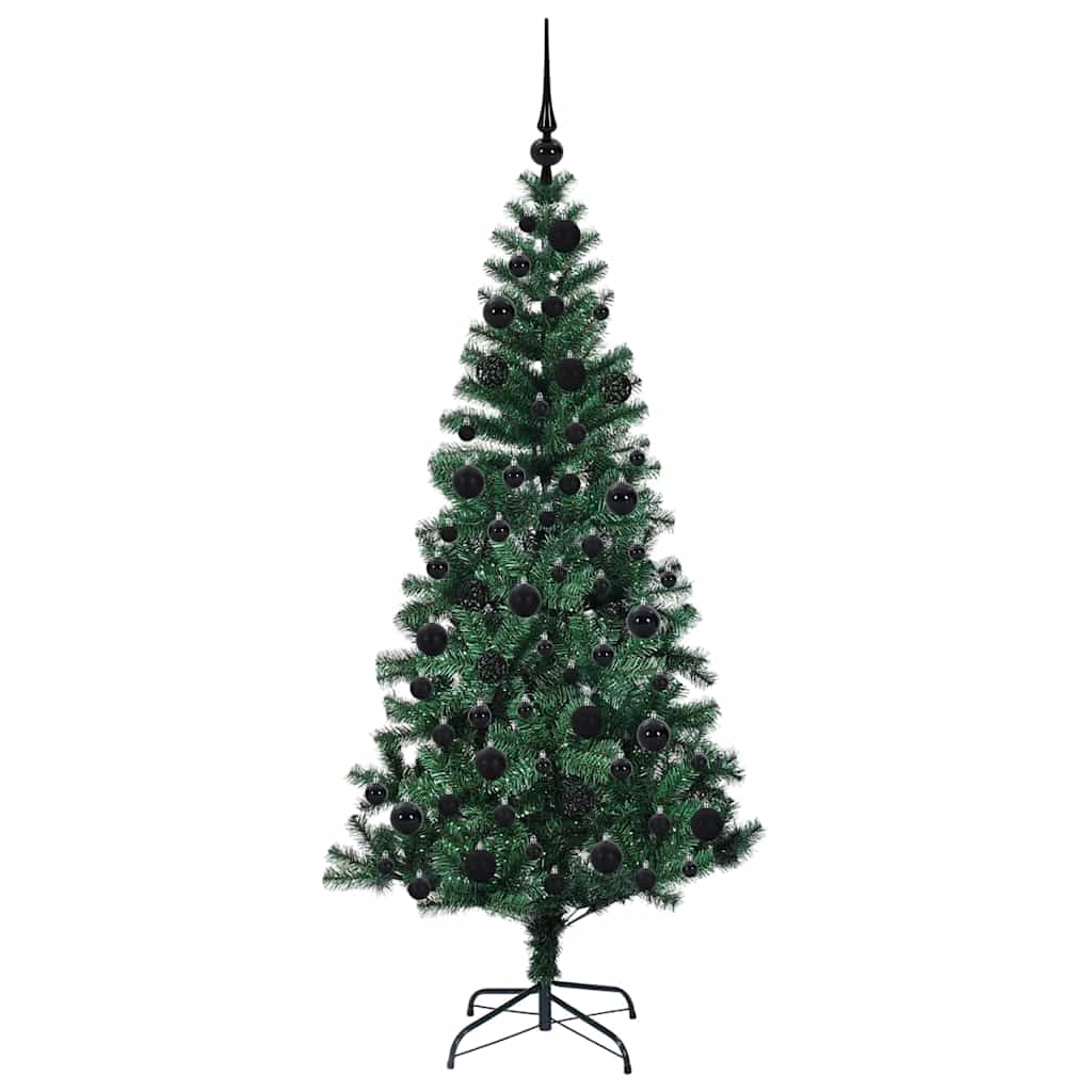 Kunstig Forbelyst Juletræ med stativ Grøn 180 cm PVC og metal