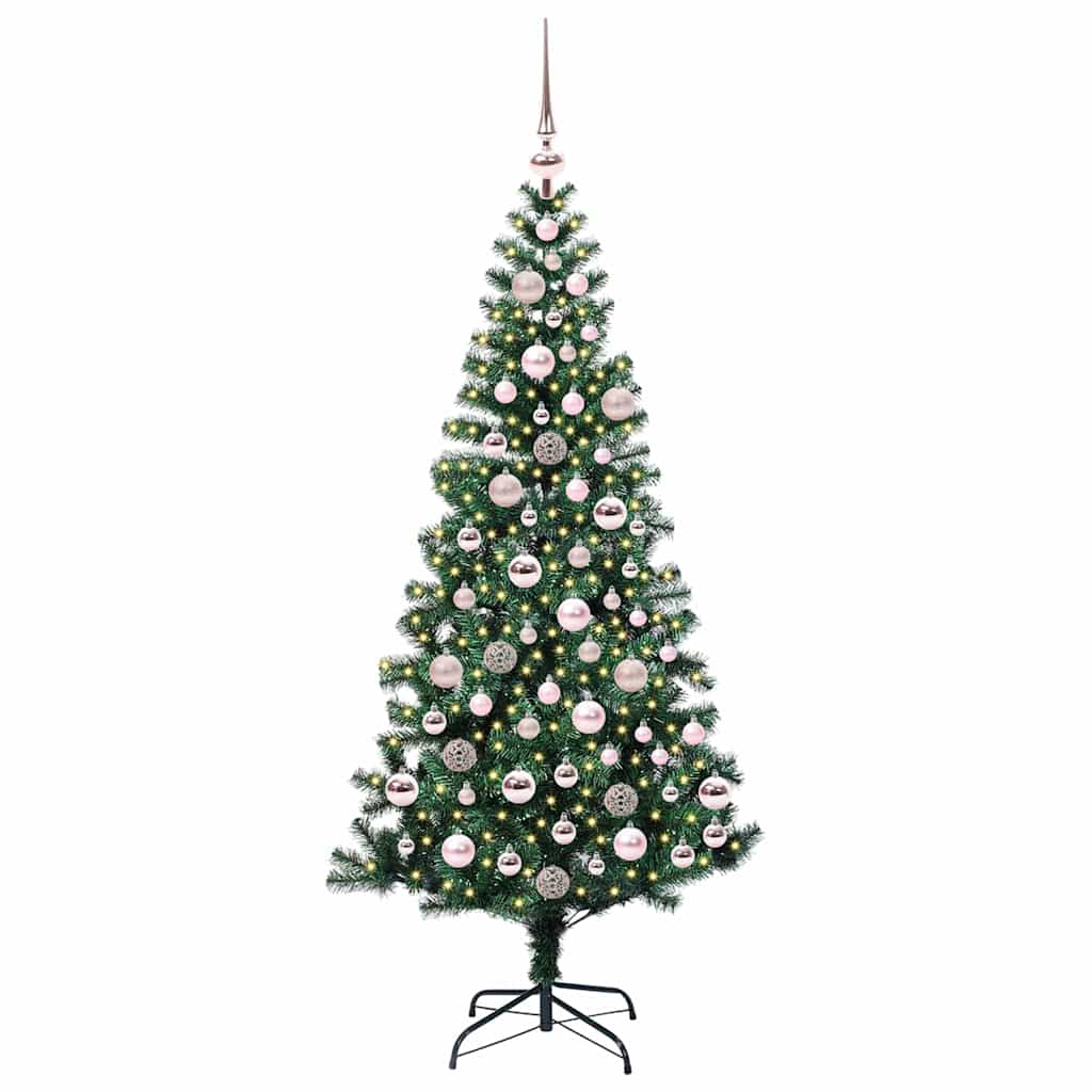 Kunstig Forbelyst Juletræ med stativ Grøn 180 cm PVC og metal