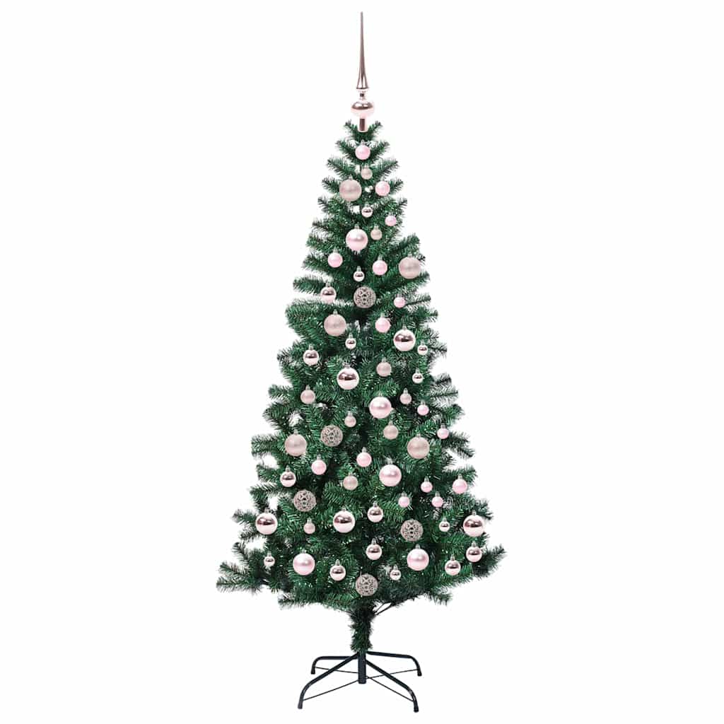 Kunstig Forbelyst Juletræ med stativ Grøn 180 cm PVC og metal