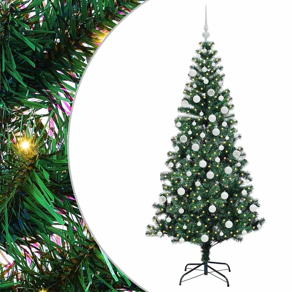 Kunstig Forbelyst Juletræ med stativ Grøn 180 cm PVC og metal