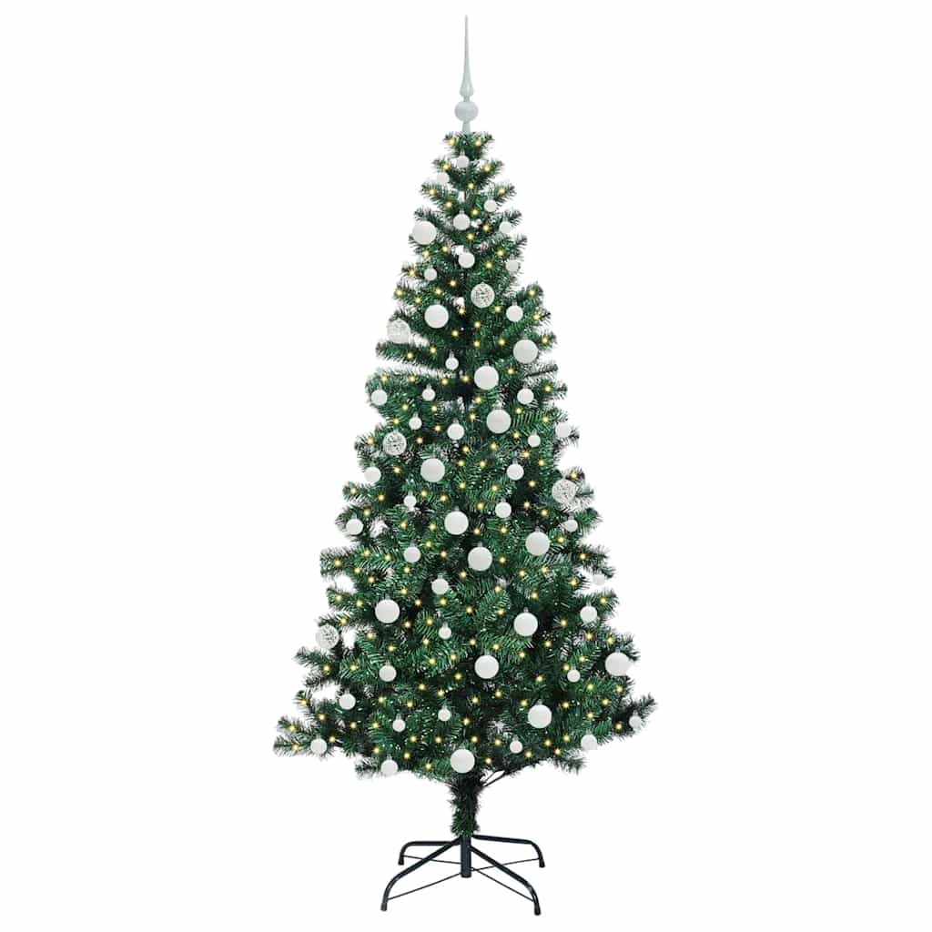 Kunstig Forbelyst Juletræ med stativ Grøn 180 cm PVC og metal