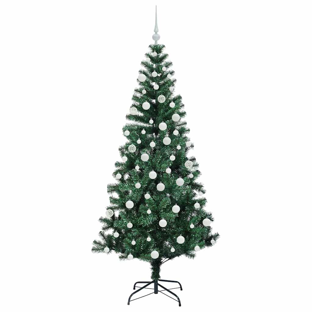 Kunstig Forbelyst Juletræ med stativ Grøn 180 cm PVC og metal