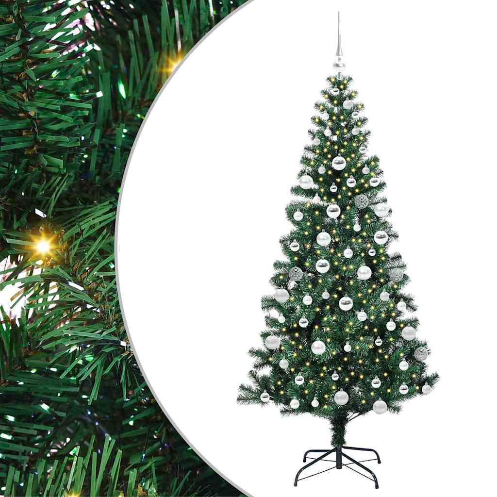 Kunstig Forbelyst Juletræ med stativ Grøn 180 cm PVC og metal