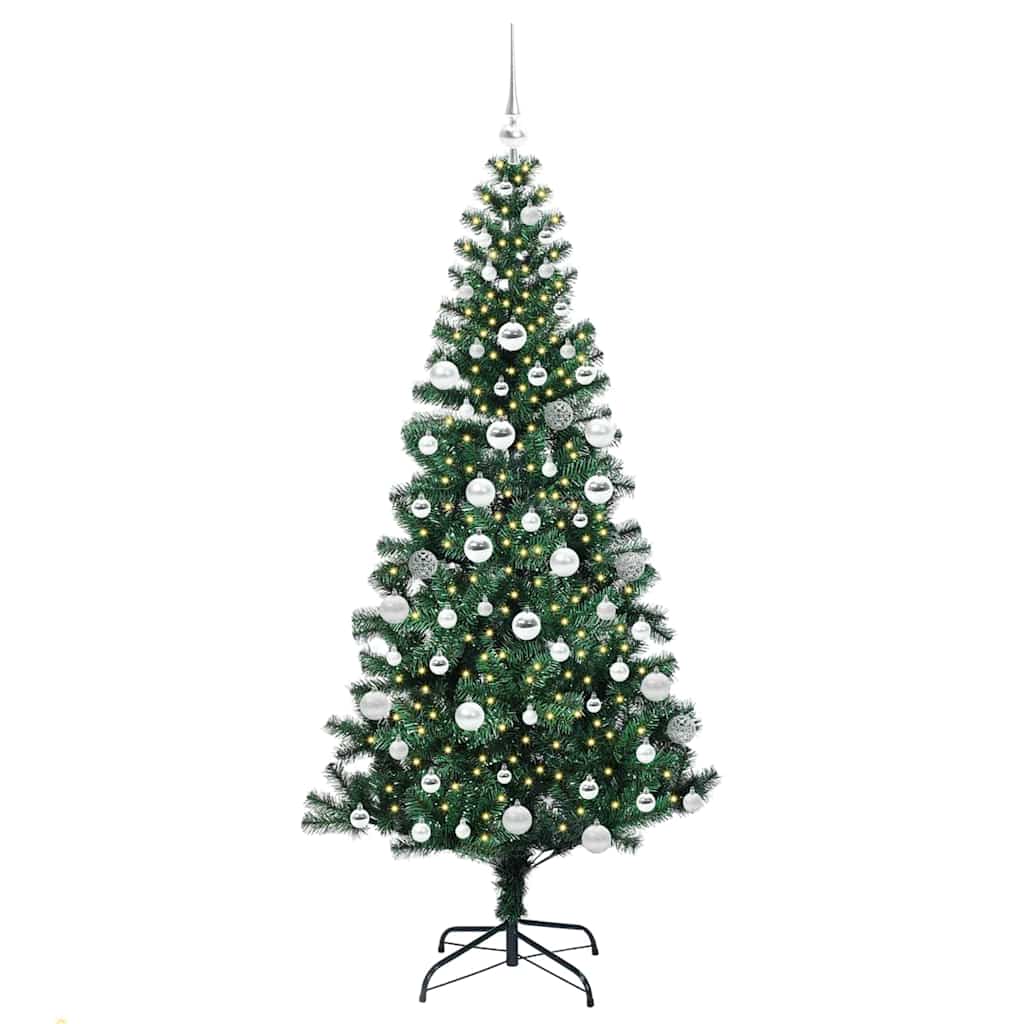 Kunstig Forbelyst Juletræ med stativ Grøn 180 cm PVC og metal