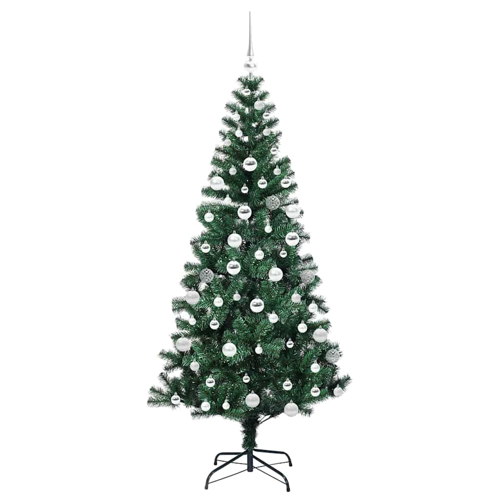 Kunstig Forbelyst Juletræ med stativ Grøn 180 cm PVC og metal