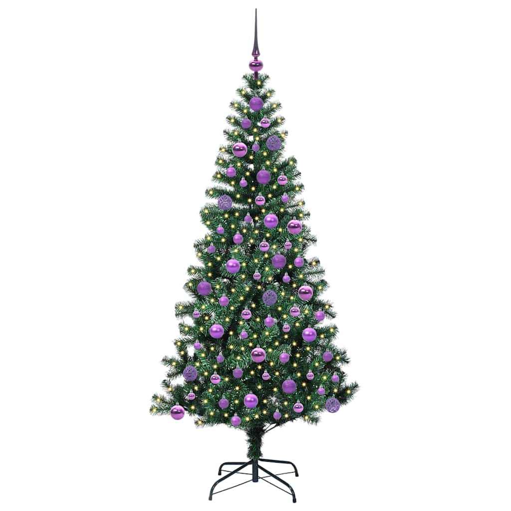 Kunstig Forbelyst Juletræ med stativ Grøn 180 cm PVC og metal