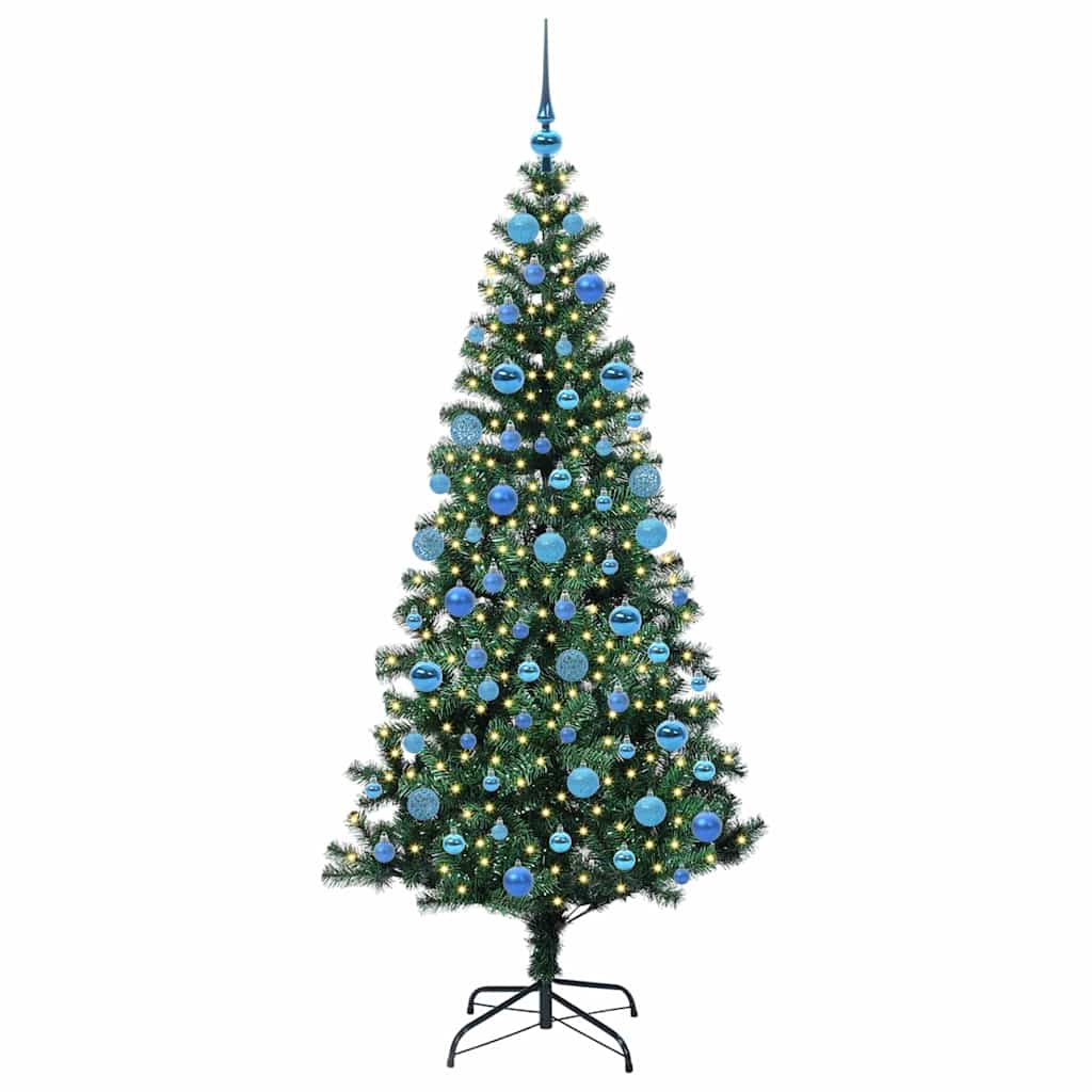 Kunstig Forbelyst Juletræ med stativ Grøn 180 cm PVC og metal