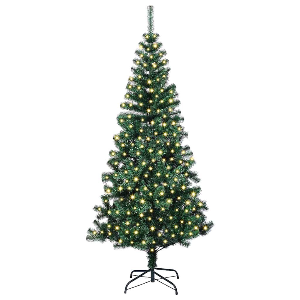 Kunstig Forbelyst Juletræ med stativ Grøn 210 cm PVC og metal