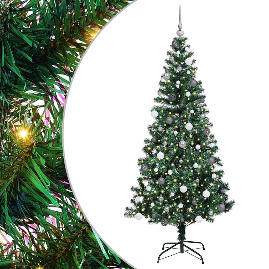 Kunstig Forbelyst Juletræ med stativ Grøn 210 cm PVC og metal