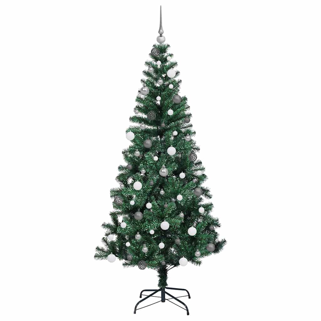 Kunstig Forbelyst Juletræ med stativ Grøn 210 cm PVC og metal