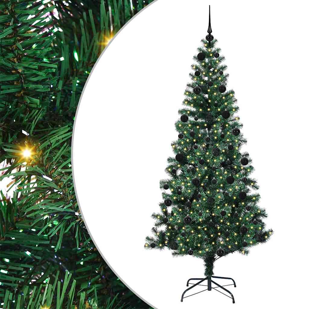 Kunstig Forbelyst Juletræ med stativ Grøn 210 cm PVC og metal