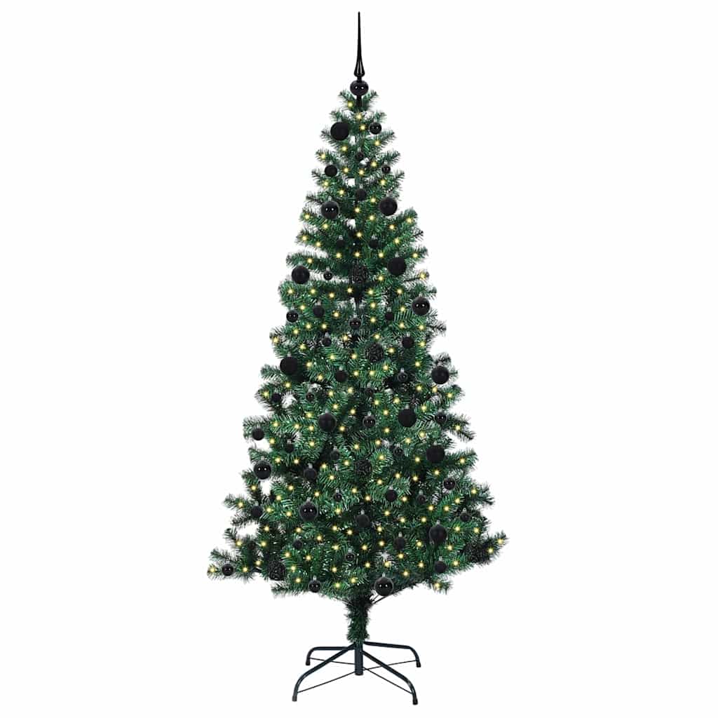 Kunstig Forbelyst Juletræ med stativ Grøn 210 cm PVC og metal