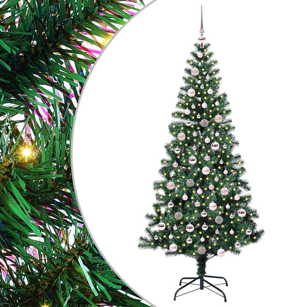 Kunstig Forbelyst Juletræ med stativ Grøn 210 cm PVC og metal