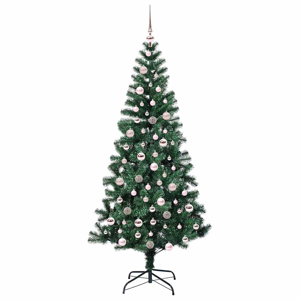 Kunstig Forbelyst Juletræ med stativ Grøn 210 cm PVC og metal