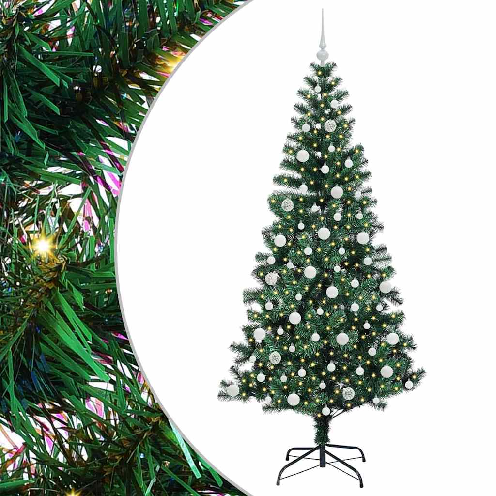 Kunstig Forbelyst Juletræ med stativ Grøn 210 cm PVC og metal