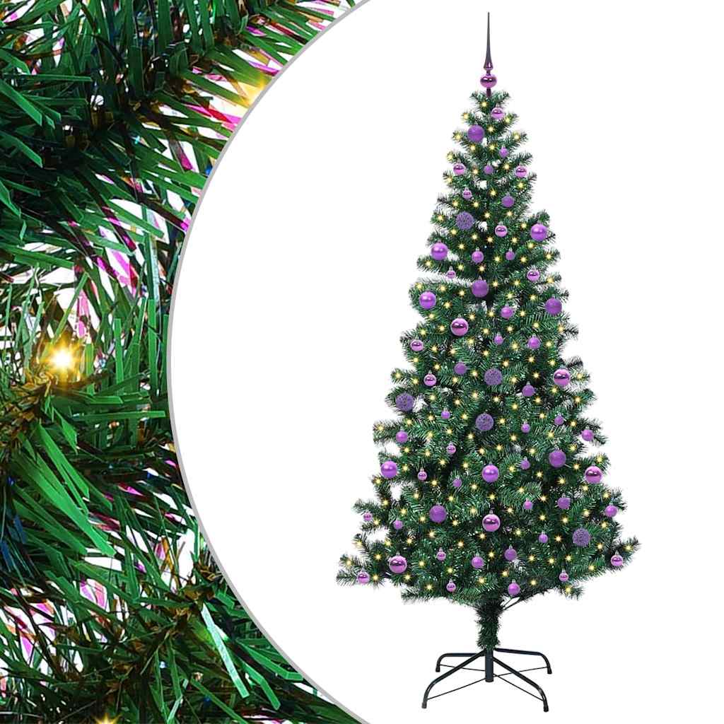 Kunstig Forbelyst Juletræ med stativ Grøn 210 cm PVC og metal