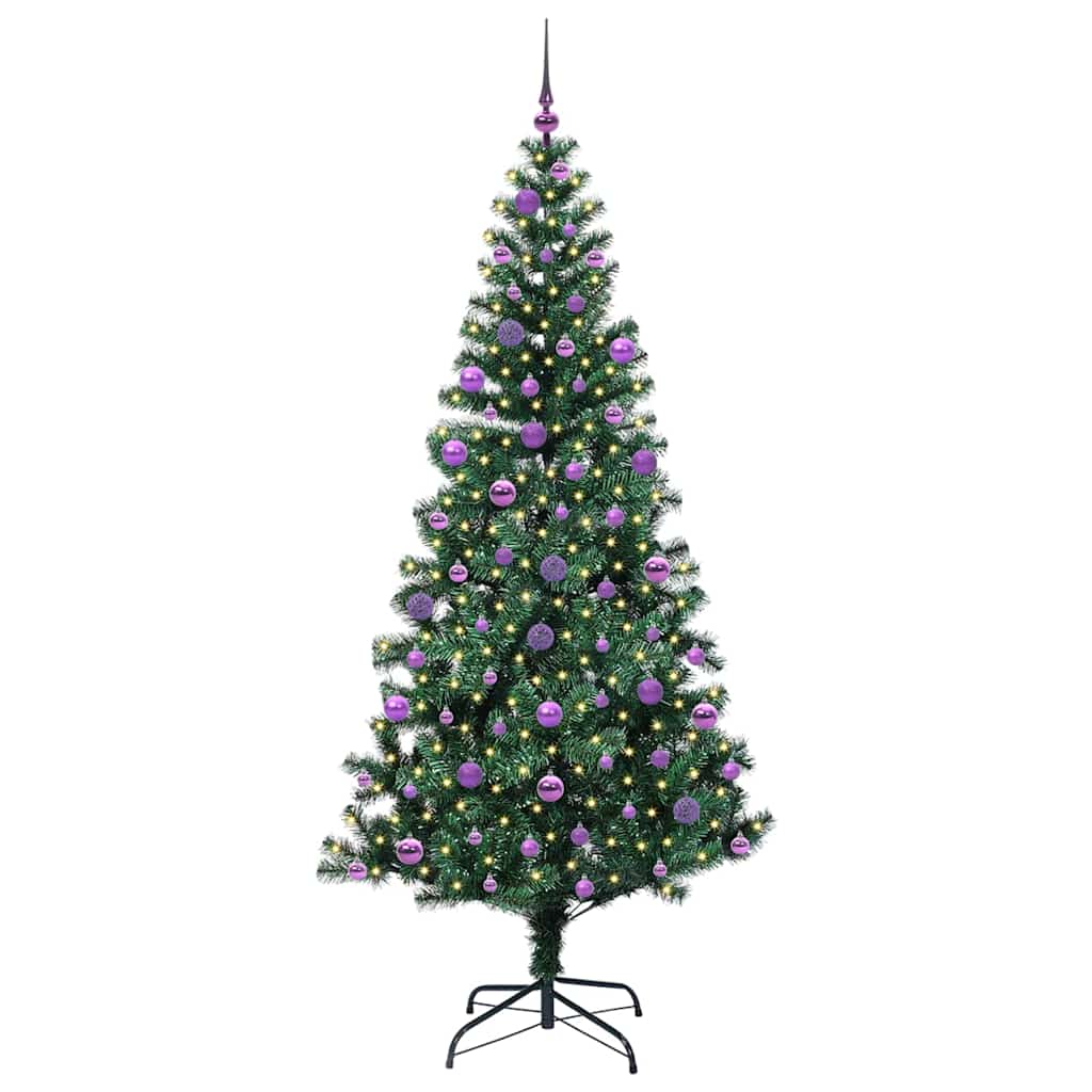 Kunstig Forbelyst Juletræ med stativ Grøn 210 cm PVC og metal