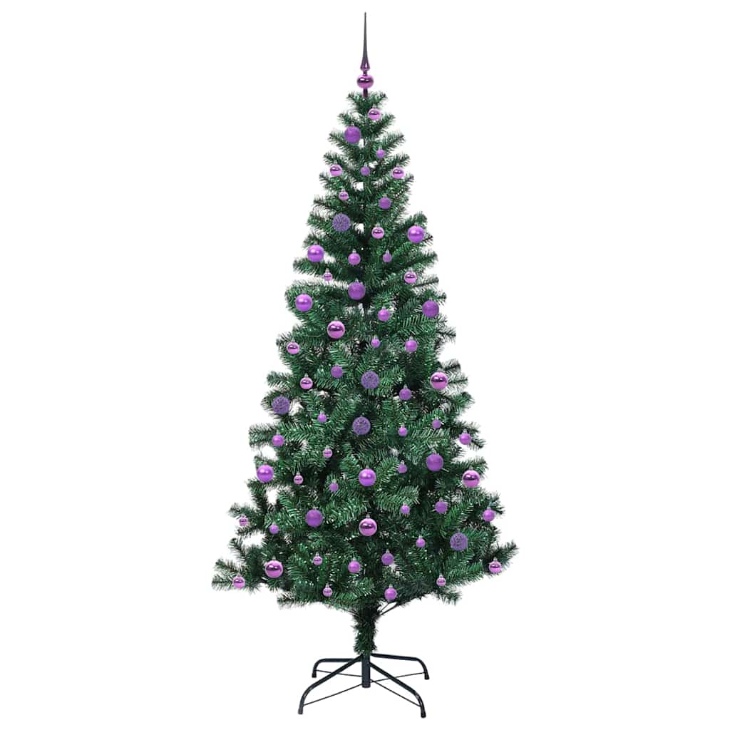 Kunstig Forbelyst Juletræ med stativ Grøn 210 cm PVC og metal