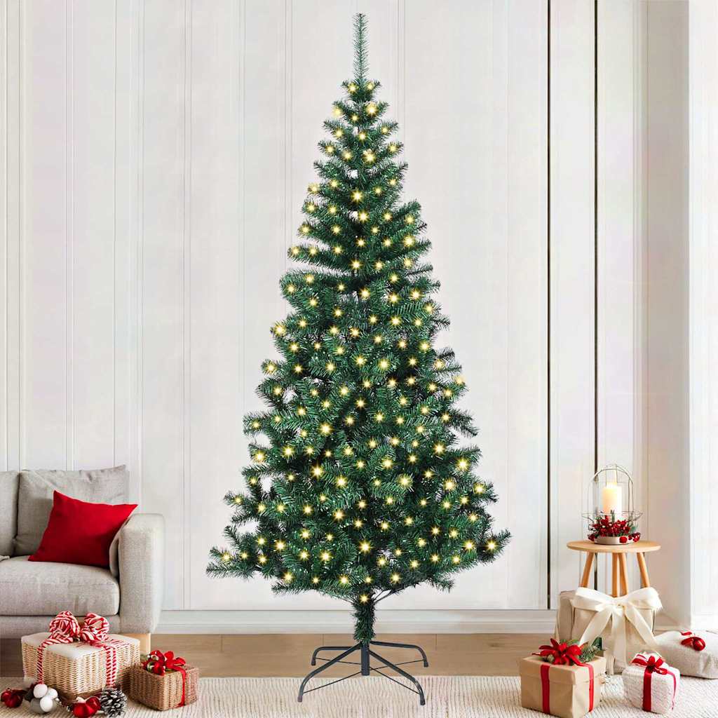 Kunstig Forbelyst Juletræ med stativ Grøn 240 cm PVC og metal