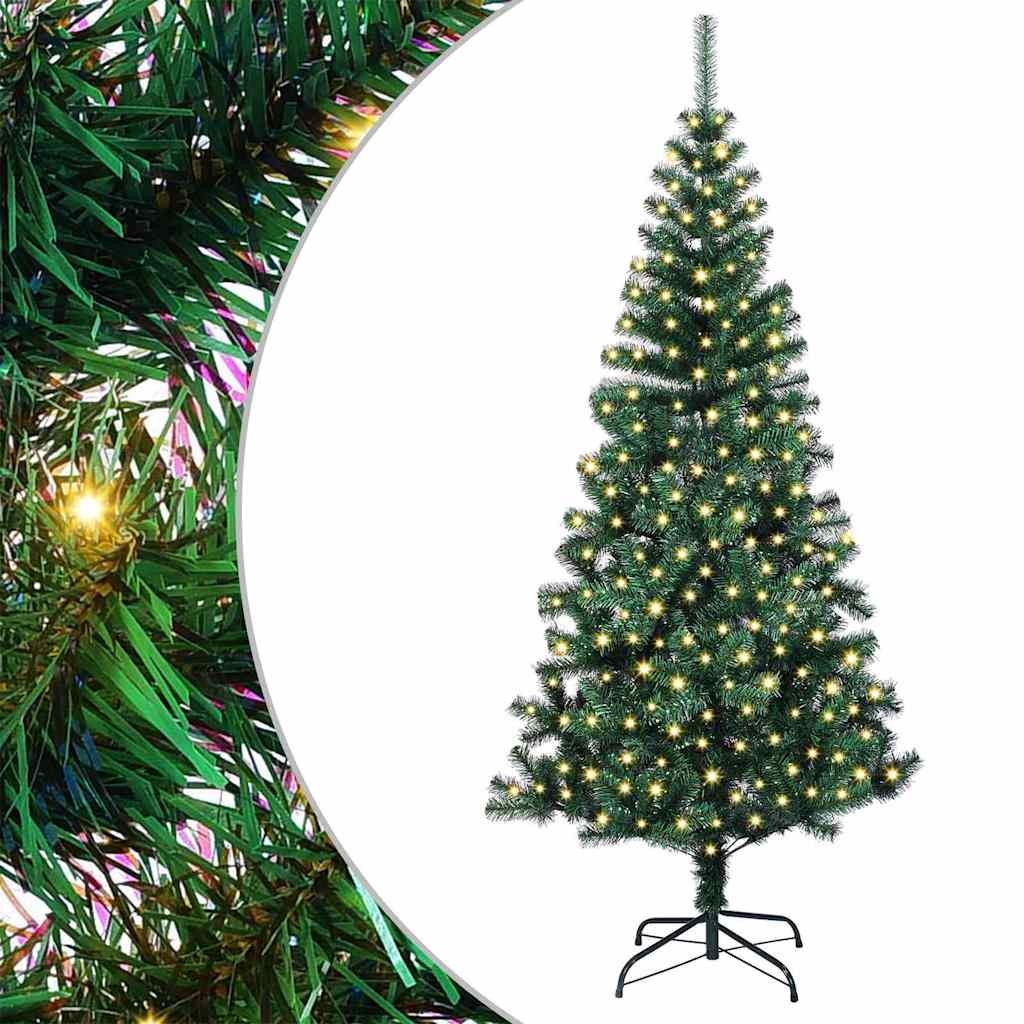 Kunstig Forbelyst Juletræ med stativ Grøn 240 cm PVC og metal