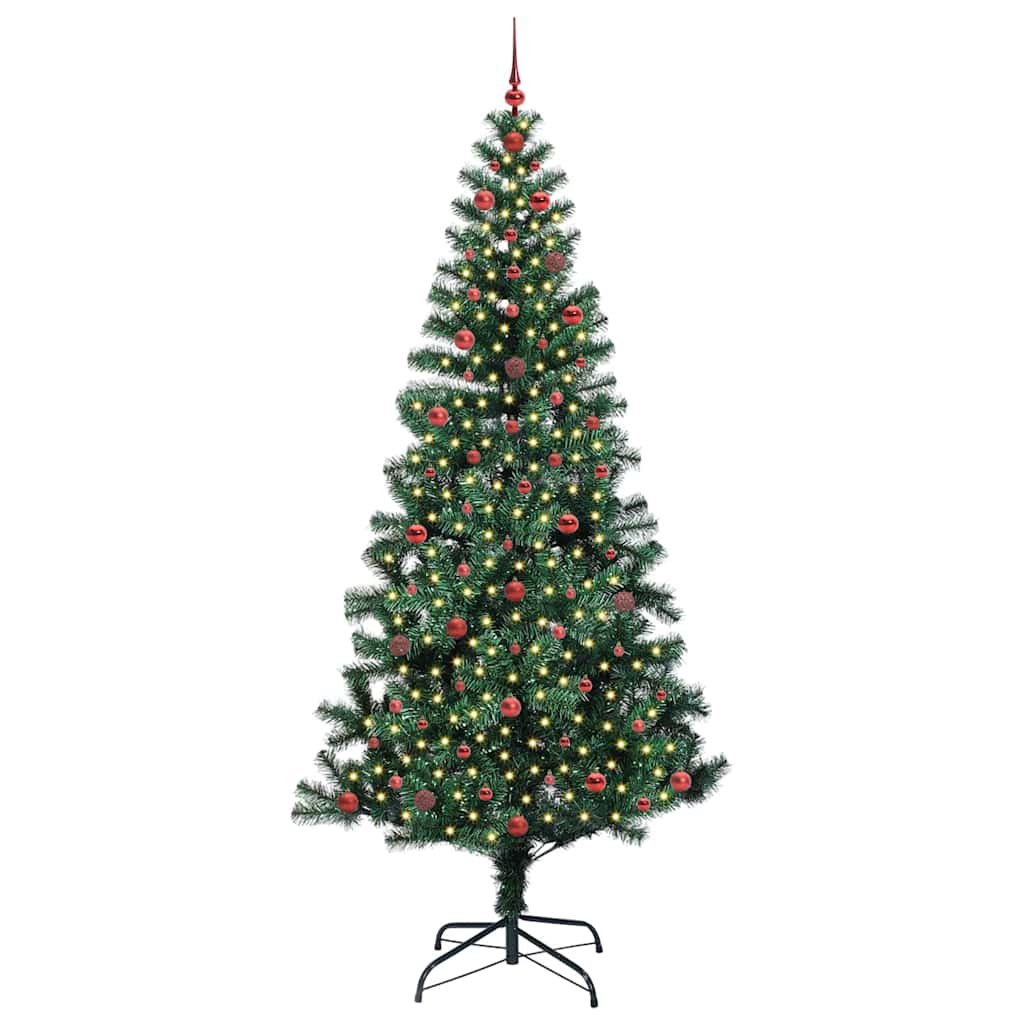 Kunstig Forbelyst Juletræ med stativ Grøn 240 cm PVC og metal