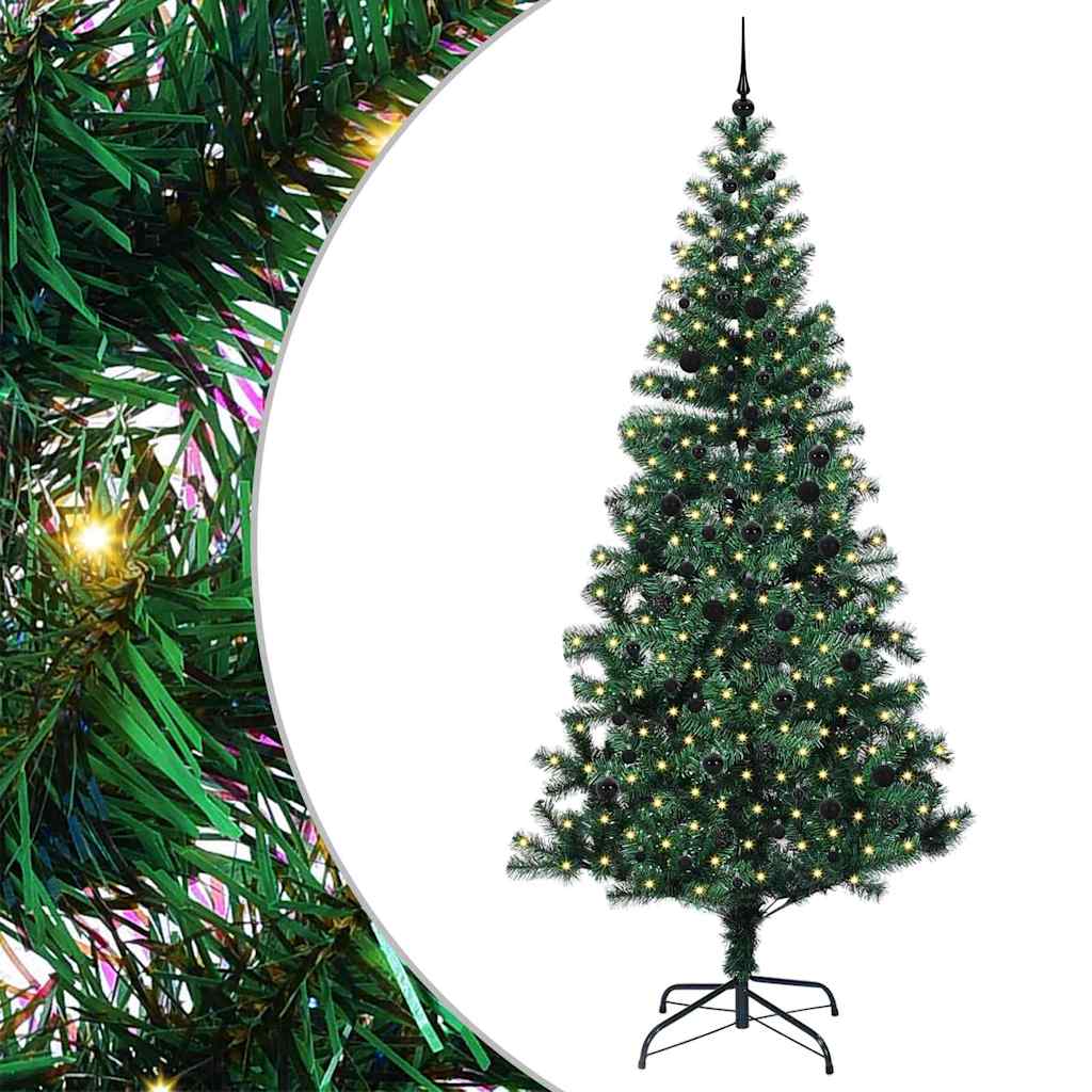 Kunstig Forbelyst Juletræ med stativ Grøn 240 cm PVC og metal