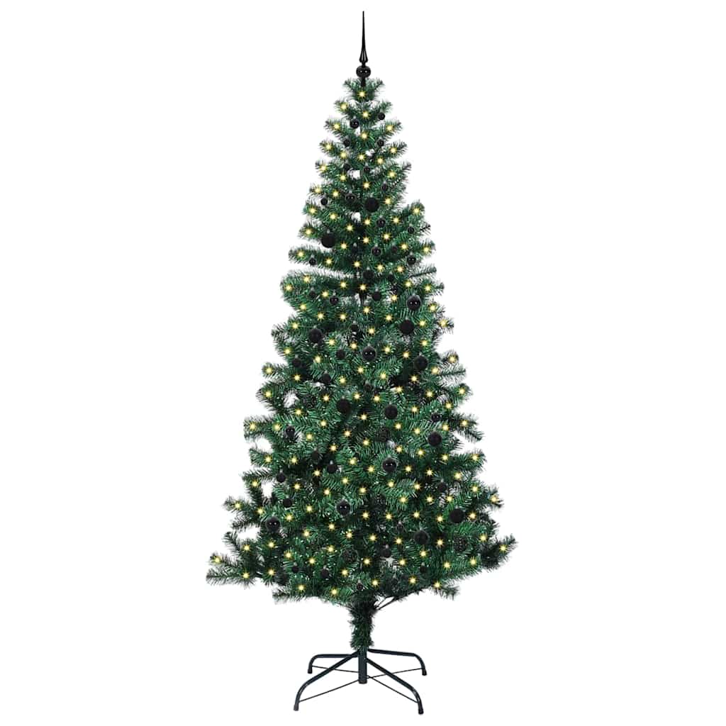 Kunstig Forbelyst Juletræ med stativ Grøn 240 cm PVC og metal