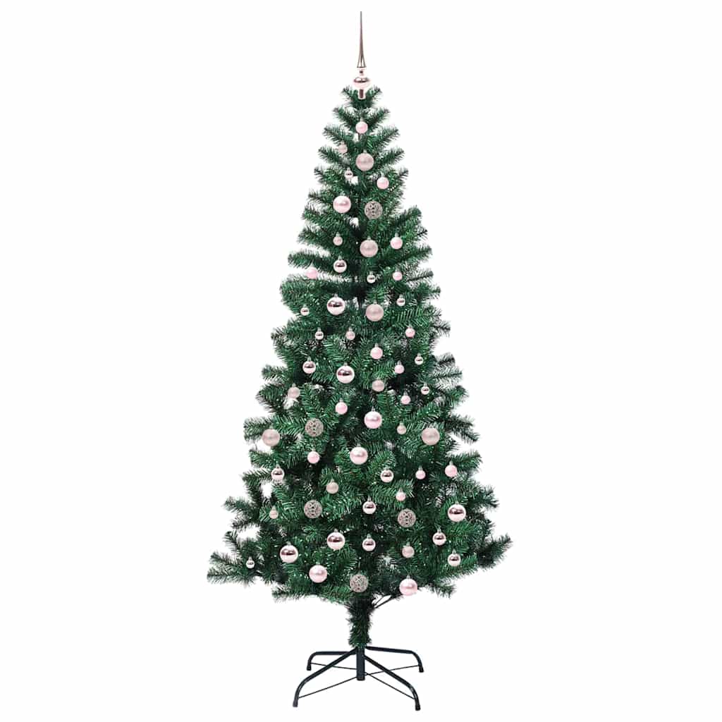 Kunstig Forbelyst Juletræ med stativ Grøn 240 cm PVC og metal