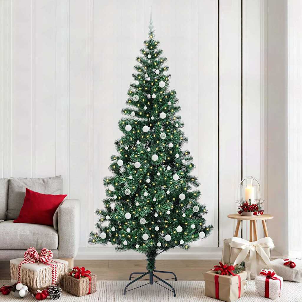 Kunstig Forbelyst Juletræ med stativ Grøn 240 cm PVC og metal