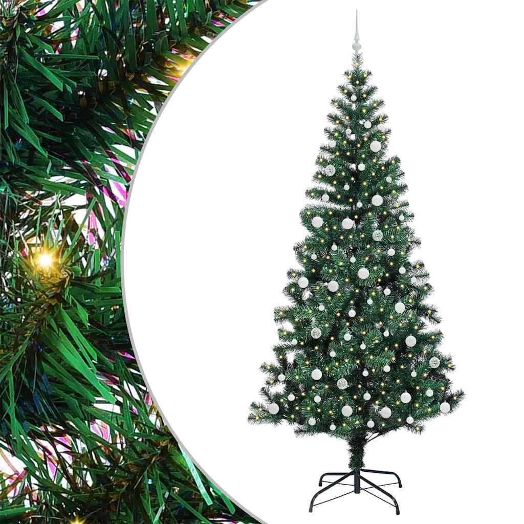 Kunstig Forbelyst Juletræ med stativ Grøn 240 cm PVC og metal
