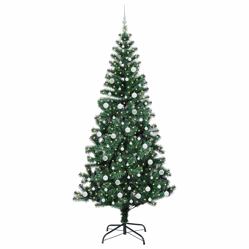 Kunstig Forbelyst Juletræ med stativ Grøn 240 cm PVC og metal