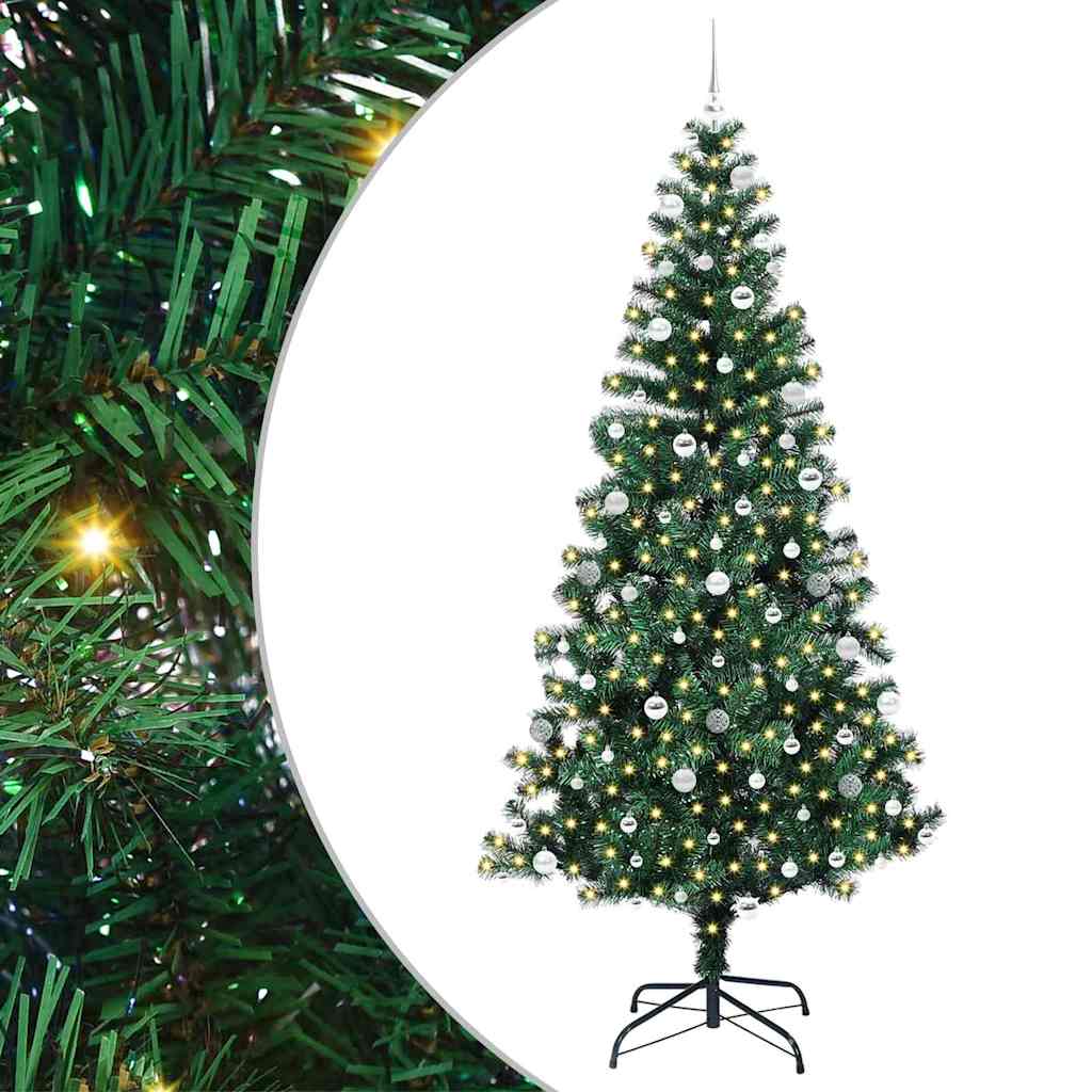 Kunstig Forbelyst Juletræ med stativ Grøn 240 cm PVC og metal