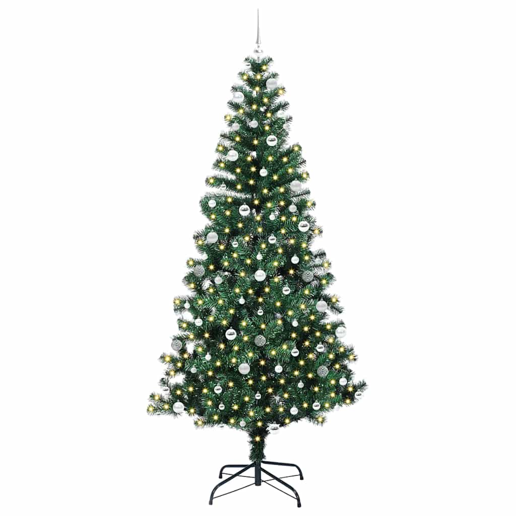 Kunstig Forbelyst Juletræ med stativ Grøn 240 cm PVC og metal