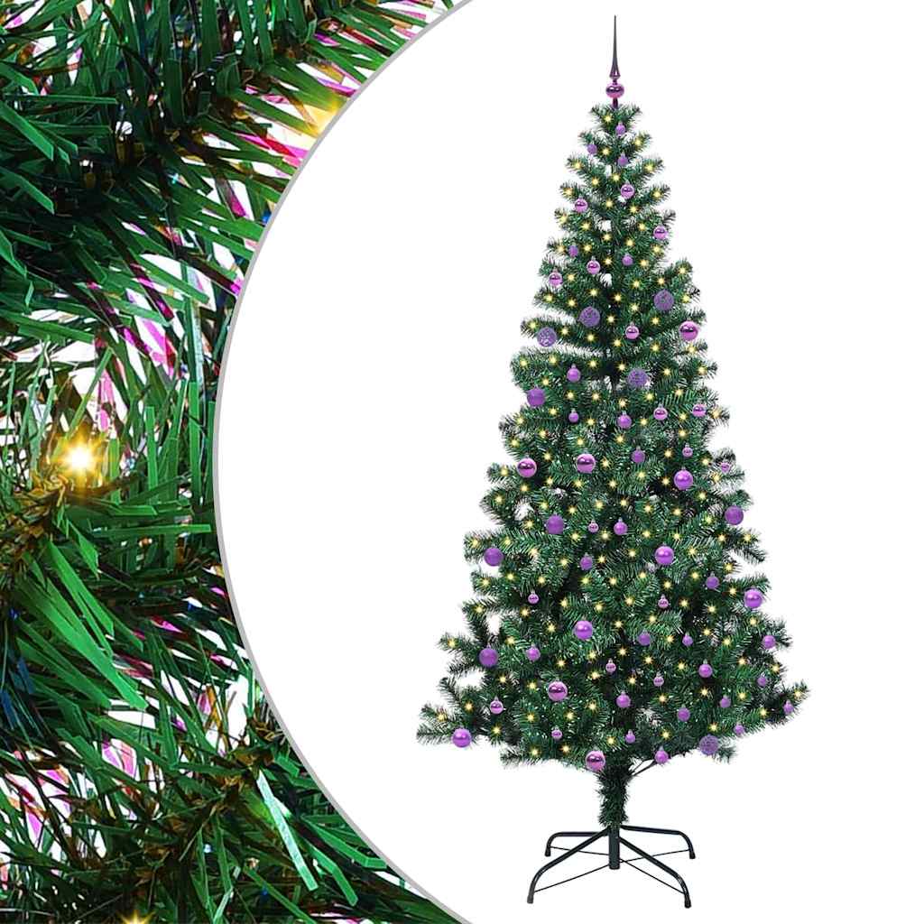 Kunstig Forbelyst Juletræ med stativ Grøn 240 cm PVC og metal