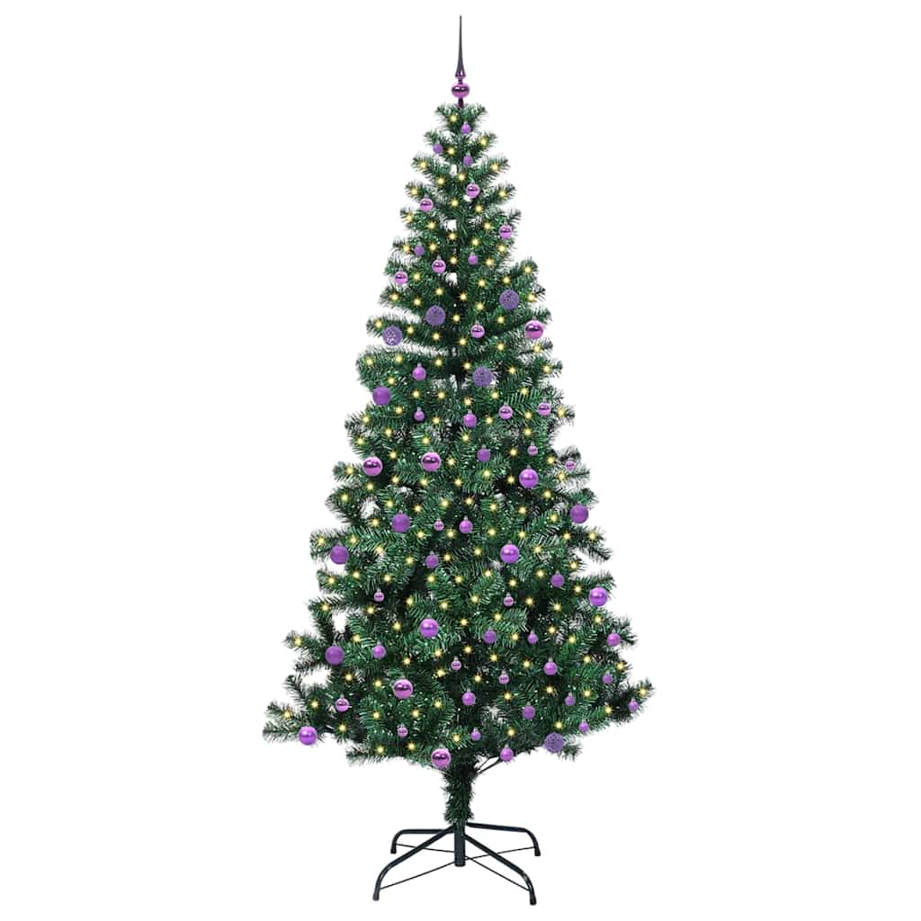 Kunstig Forbelyst Juletræ med stativ Grøn 240 cm PVC og metal