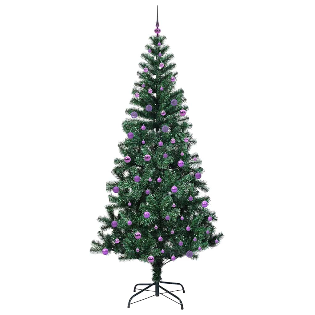 Kunstig Forbelyst Juletræ med stativ Grøn 240 cm PVC og metal