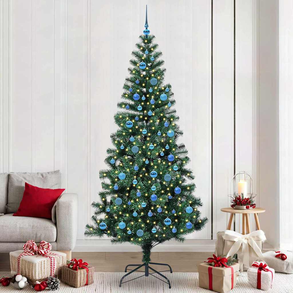 Kunstig Forbelyst Juletræ med stativ Grøn 240 cm PVC og metal