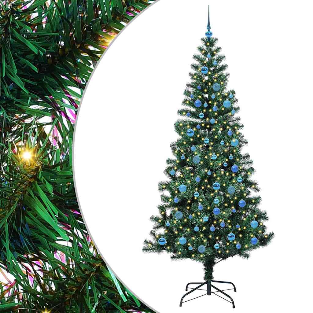 Kunstig Forbelyst Juletræ med stativ Grøn 240 cm PVC og metal