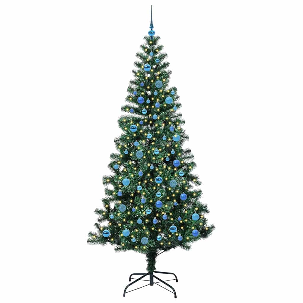 Kunstig Forbelyst Juletræ med stativ Grøn 240 cm PVC og metal