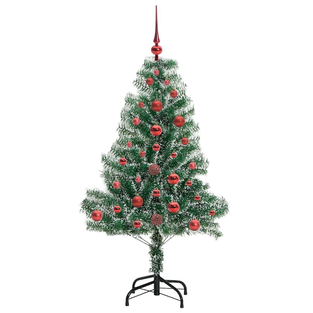 Kunstigt Juletræ Snebelagt med LED Lys Grøn og Hvid 120 cm