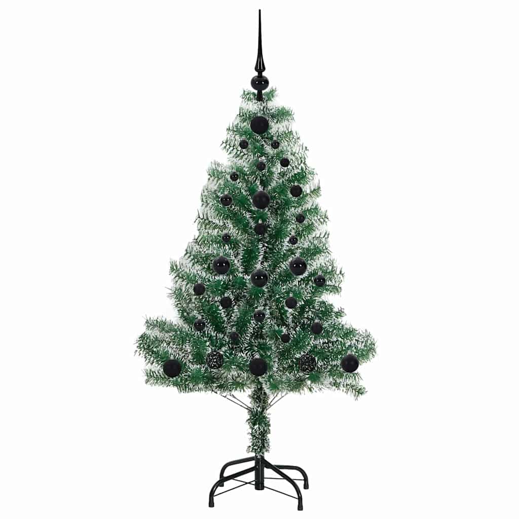 Kunstigt Juletræ Snebelagt med LED Lys Grøn og Hvid 120 cm