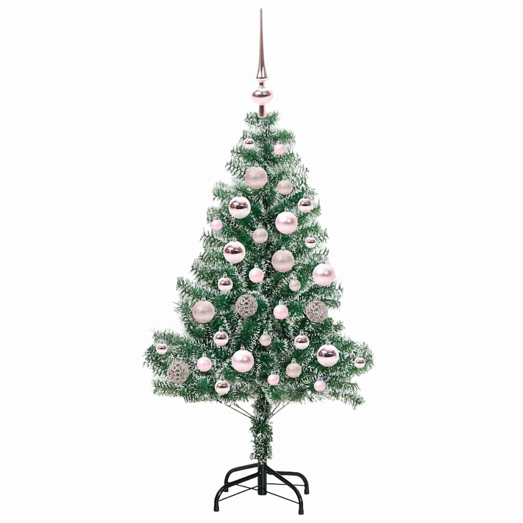 Kunstigt Juletræ Snebelagt med LED Lys Grøn og Hvid 120 cm