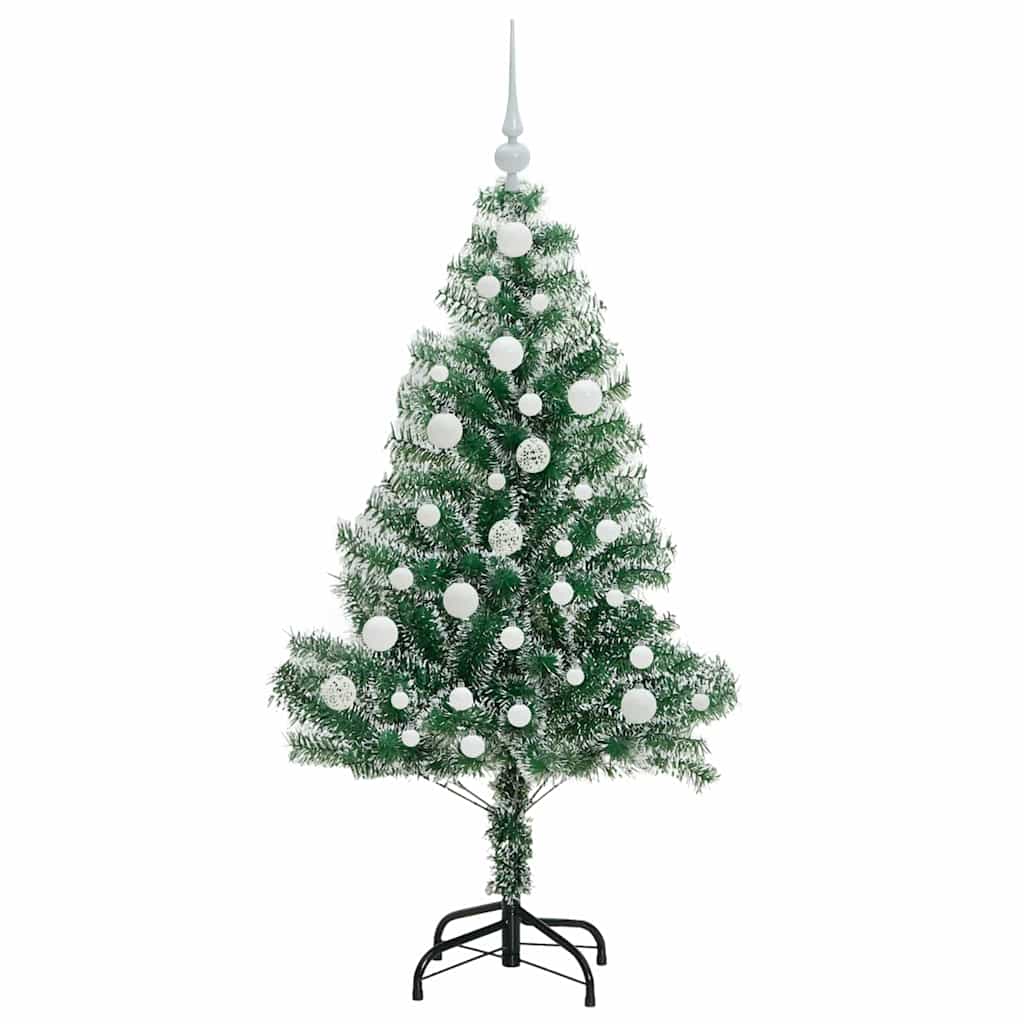 Kunstigt Juletræ Snebelagt med LED Lys Grøn og Hvid 120 cm