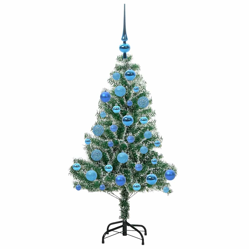 Kunstigt Juletræ Snebelagt med LED Lys Grøn og Hvid 120 cm